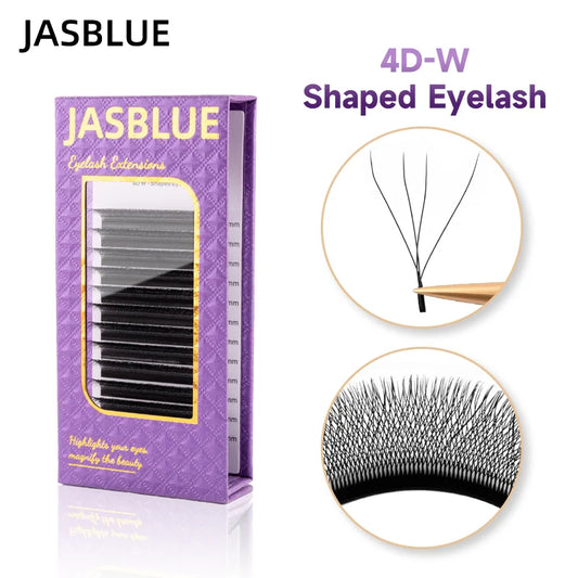 JASBLUE 4D W Shaped Eyelash Extension Premade Fans Natural Soft Light Individual Lashes 12 Lows False Eyelash CD Curl