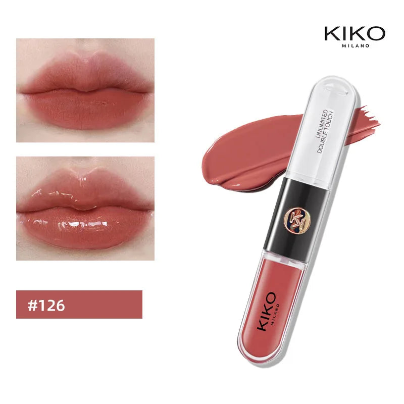 Double-Ended KIKO Lipstick & Lip Gloss – Non-Fading, Sexy Milk Tea Shades