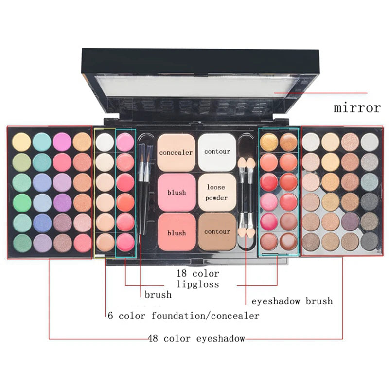Large Multi-Color Eyeshadow Palette – 40/74/78 Shades Matte & Shimmer