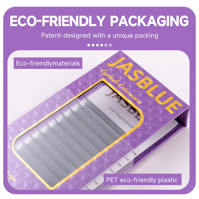 JASBLUE 4D W Shaped Eyelash Extension Premade Fans Natural Soft Light Individual Lashes 12 Lows False Eyelash CD Curl