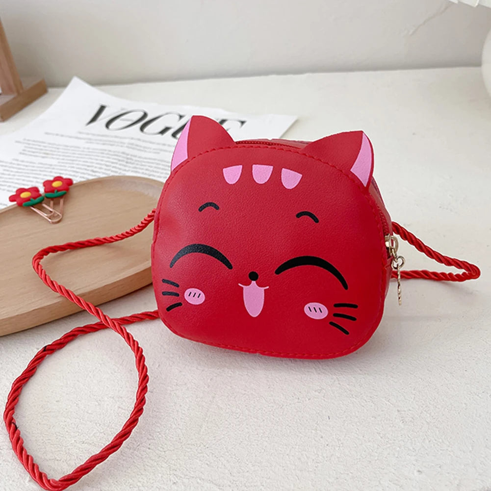 Girls Kawaii Satchel Bag Cartoon Cat Mini Shoulder Bag Casual Small Pouch Compact Kids Daily Bags