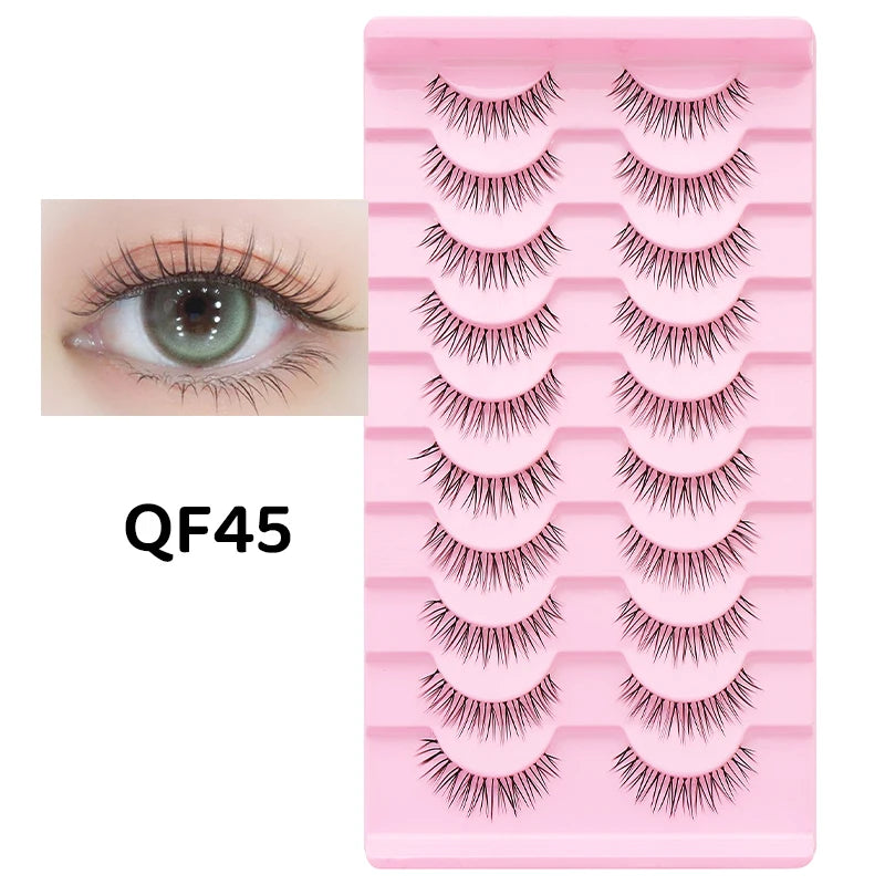 DINGSEN 10Pairs Clear Band Anime Natural False Eyelashes Manga Lashes False Eyelashes Korean Makeup Wholesale Fake Eyelashes