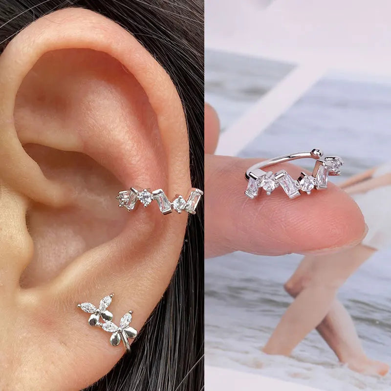 1Piece Helix Cartilage Conch Fake Without Hole Piercing Ear Cuffs Earcuff Wrap Rock Earring Non Piercing Women Clip Adjustable