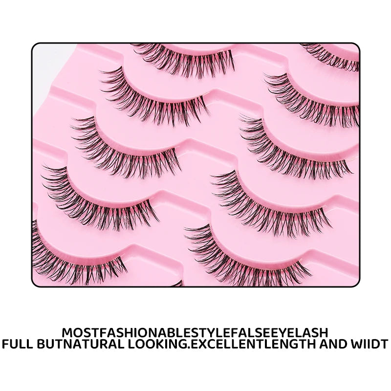 DINGSEN 10Pairs Clear Band Anime Natural False Eyelashes Manga Lashes False Eyelashes Korean Makeup Wholesale Fake Eyelashes