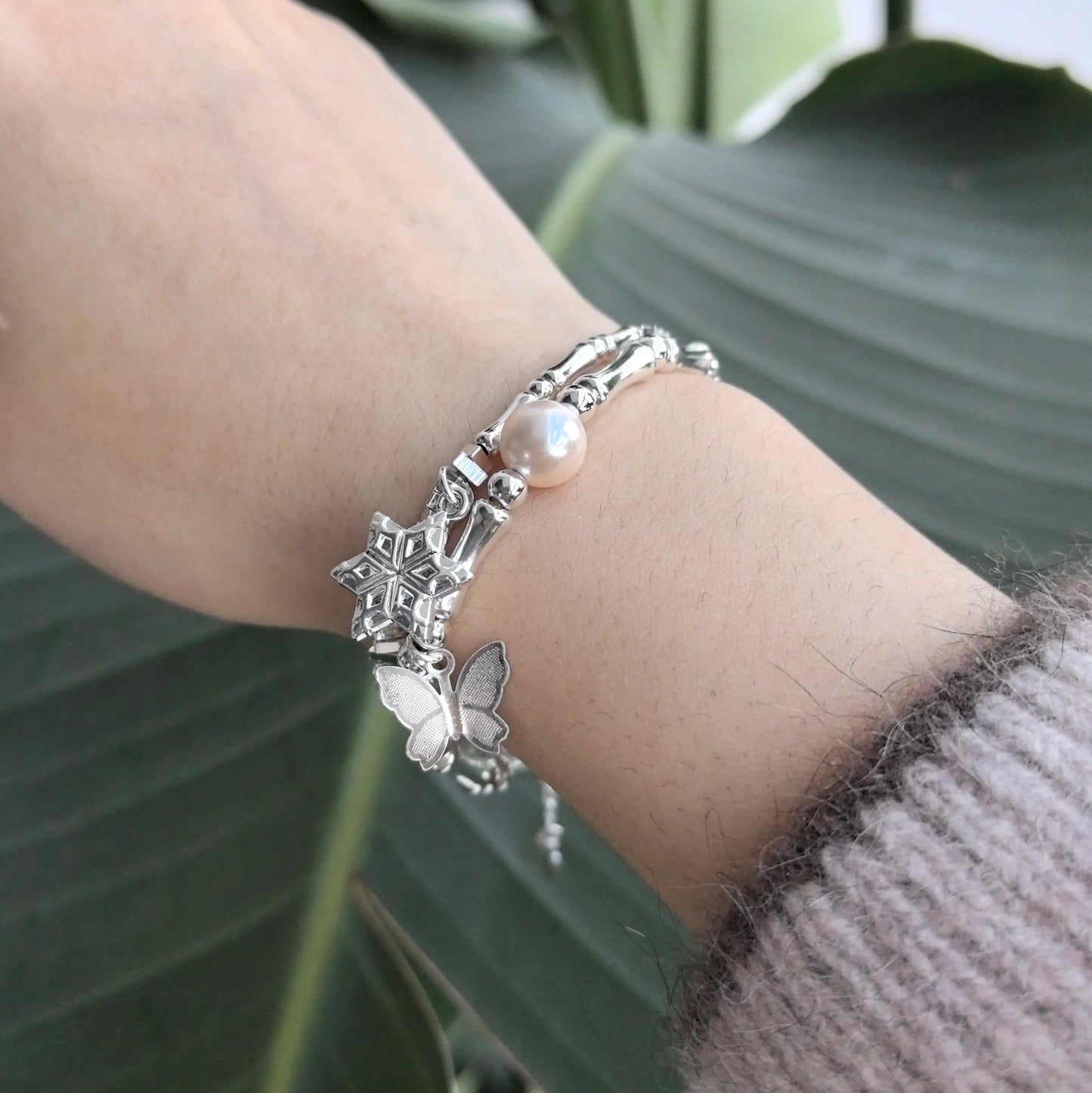925 Sterling Silver Bracelet Bangle Simple Green Leaf Elegant Nature For Woman Girl Fashion Jewelry Gift Dropship Wholesale