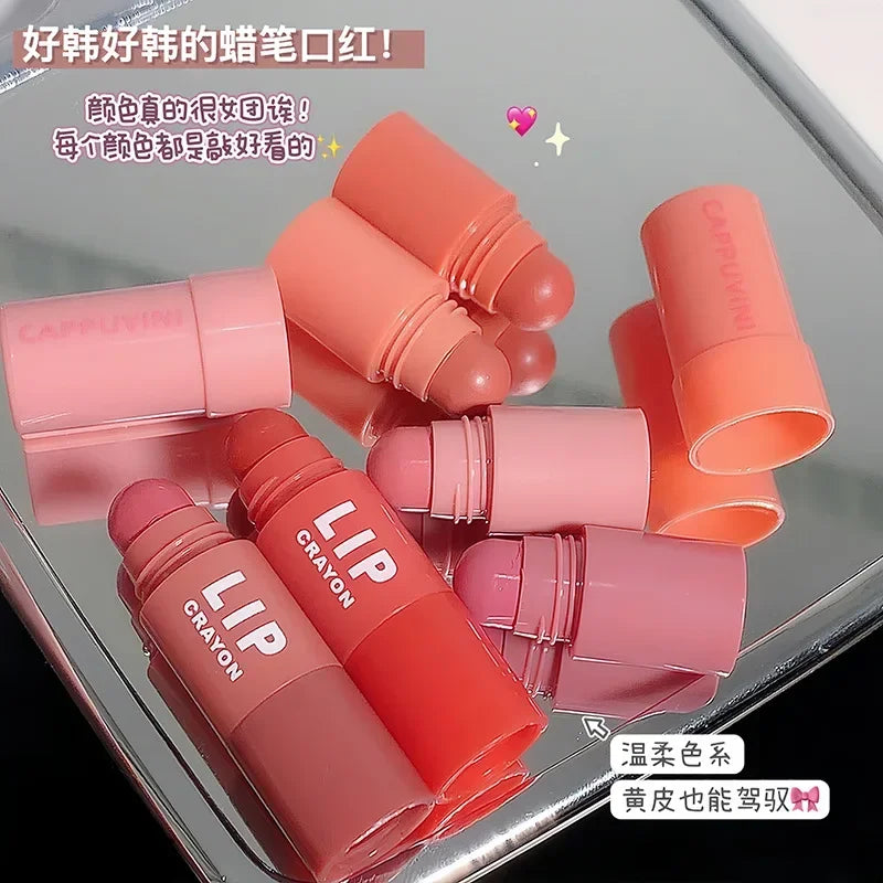 4pcs/set Lipstick Korean Girl Group Crayon Lipstick Long Lasting Matte Lip Makeup Tint Easy To Color 3D Sexy Waterproof Lipgloss