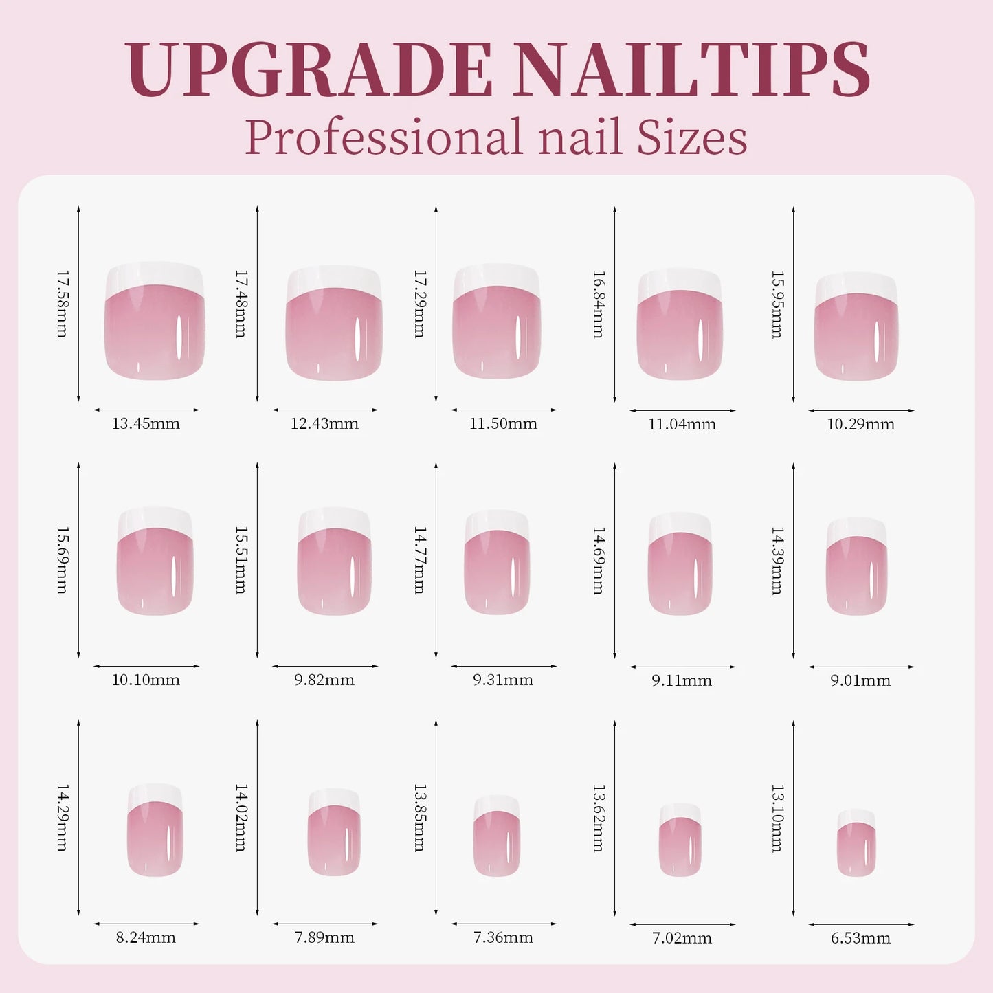 9 Palace lattice Almond Blend French Fake nails Simple Oval nude powder full cover press nails white edge Artificial removable