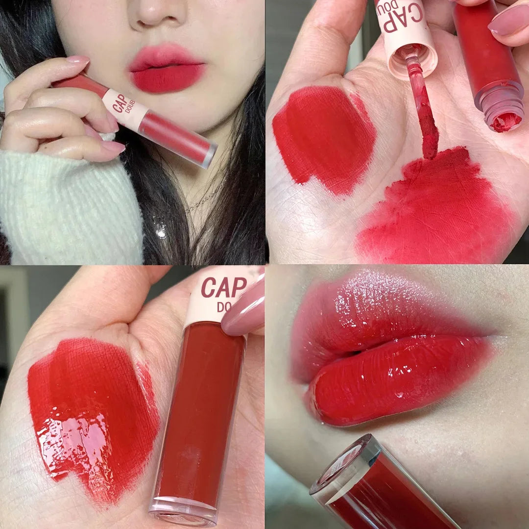 2-in-1 Matte Lipstick – Double Headed Lip Glaze, Moisturizing & Sweatproof