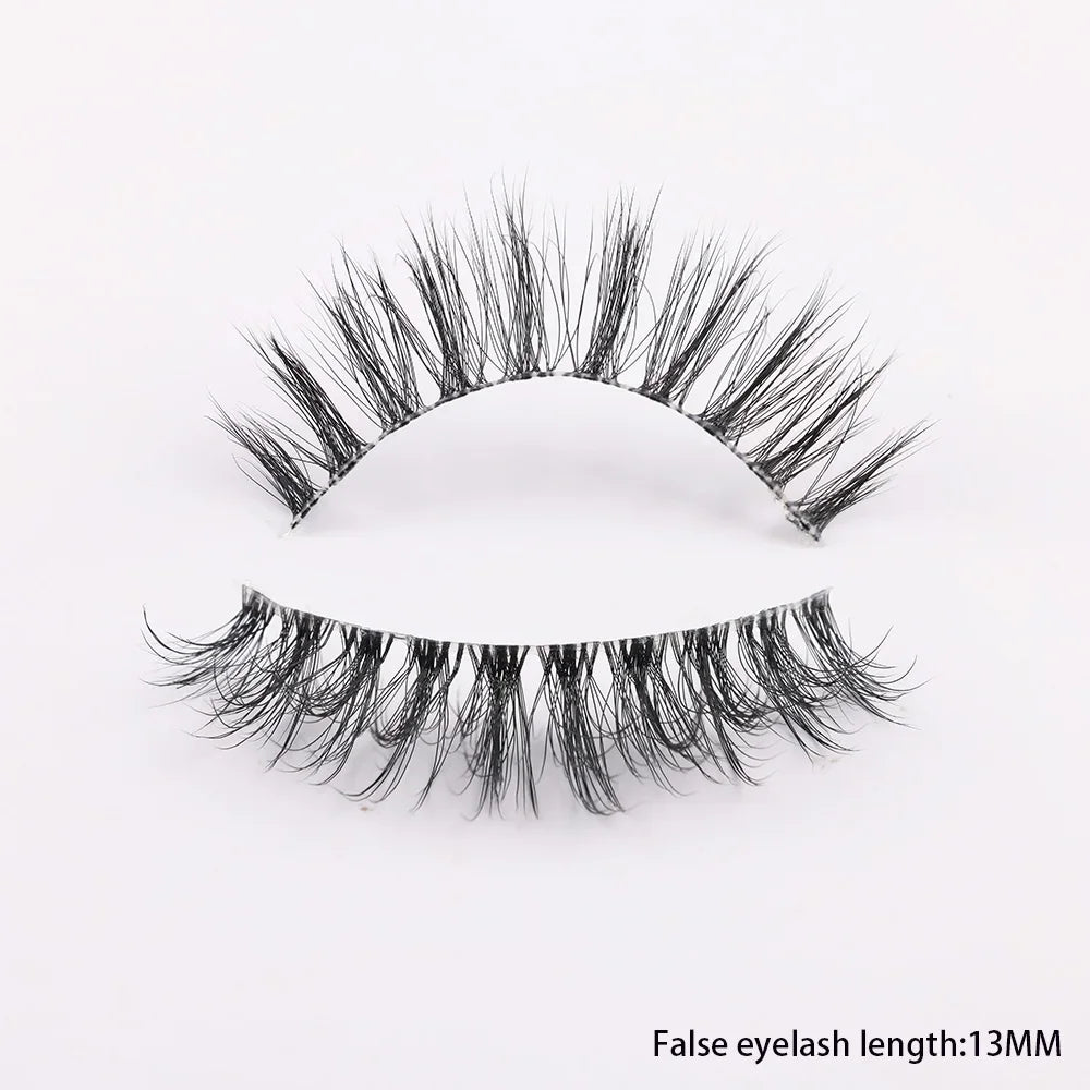 Clear Band Eyelashes Natural Fluffy 3D Mink Lashes D Curl  Volume Wispy False Eyelashes With Clear Band Soft  Reusable Lashes