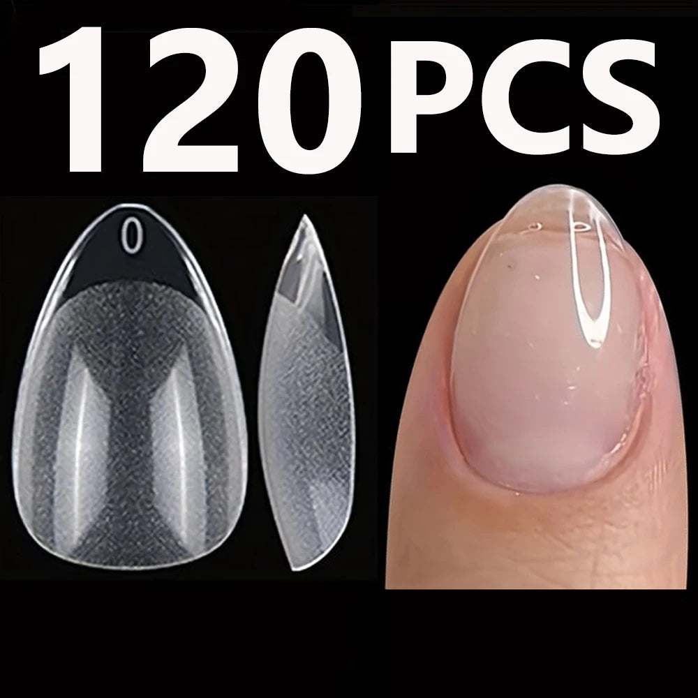 120PCS-Short almond semi-frosted fake nails - perfect for nail design and salon extensions  perfect for dating and everyday wear