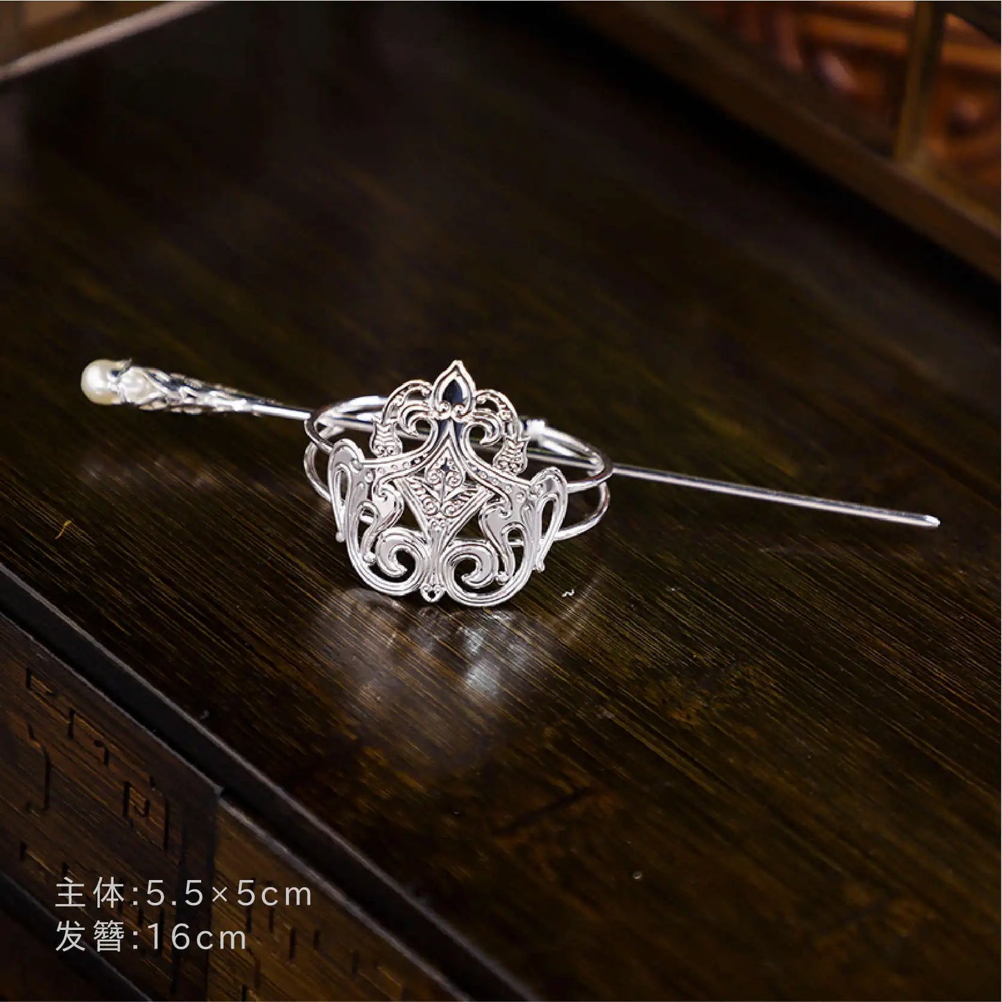 Chinese Hairpins Clips Retro Ponytail Bun Hair Holder Gold Silver Color Metal Pearls Crown Tiara for Women Men Long Hair Jewelry