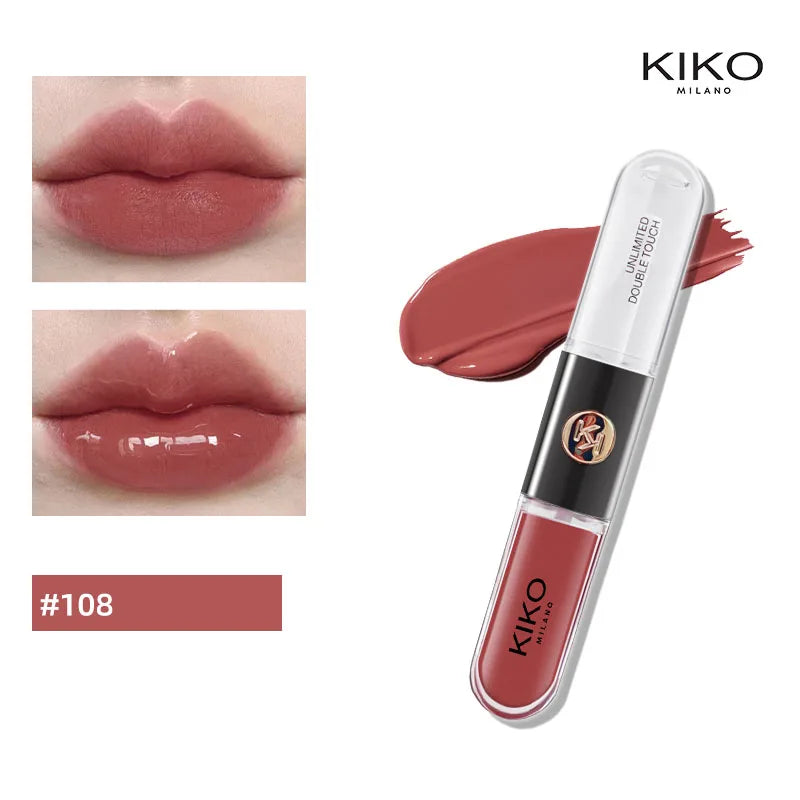 Double-Ended KIKO Lipstick & Lip Gloss – Non-Fading, Sexy Milk Tea Shades