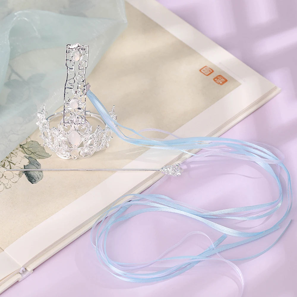 Chinese Hairpins Clips Retro Ponytail Bun Hair Holder Gold Silver Color Metal Pearls Crown Tiara for Women Men Long Hair Jewelry