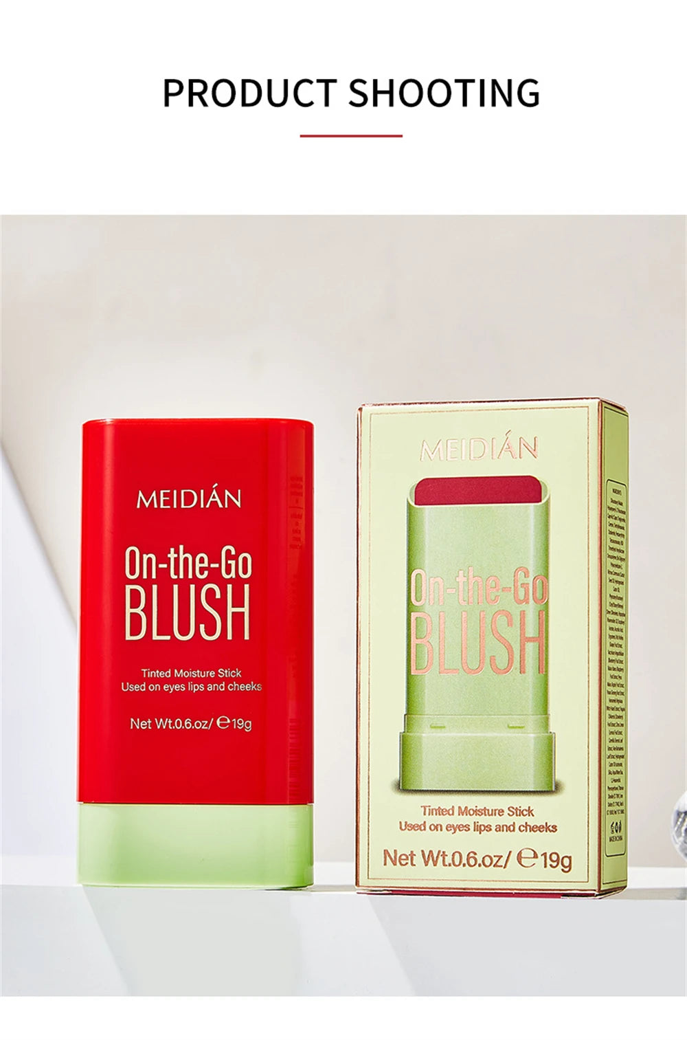 1pc Face Blush Cream Stick Korean Makeup Cosmetic Waterproof Long Lasting Lipstick Red Matte Blush Stick  Makeup Cream Blush