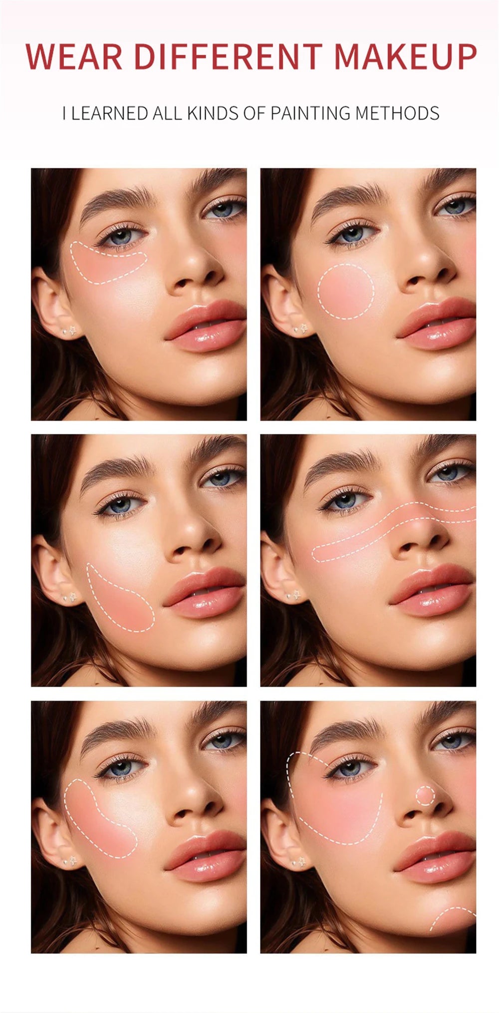 1pc Face Blush Cream Stick Korean Makeup Cosmetic Waterproof Long Lasting Lipstick Red Matte Blush Stick  Makeup Cream Blush