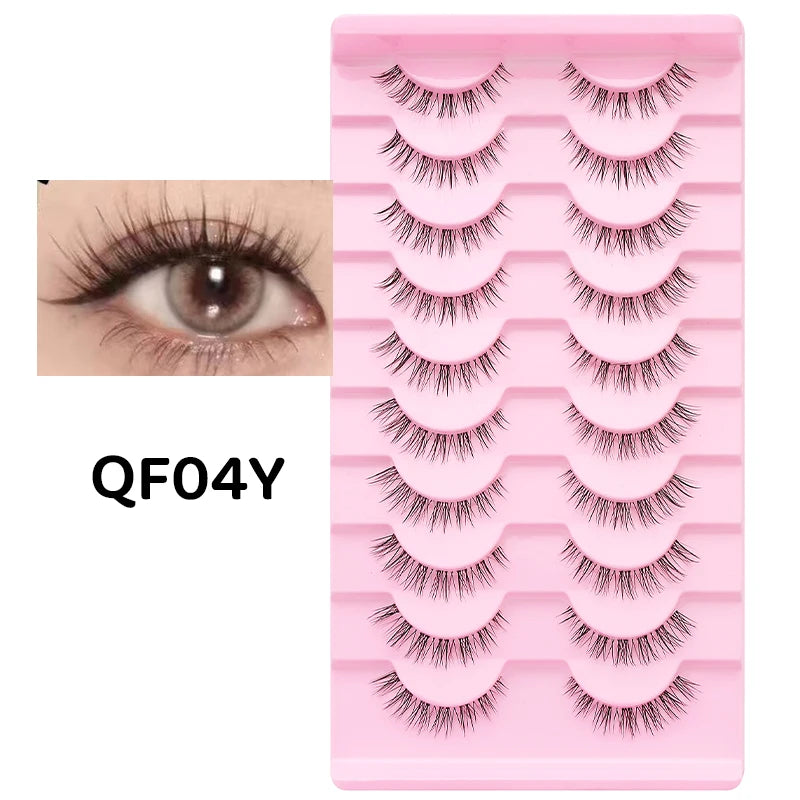 DINGSEN 10Pairs Clear Band Anime Natural False Eyelashes Manga Lashes False Eyelashes Korean Makeup Wholesale Fake Eyelashes