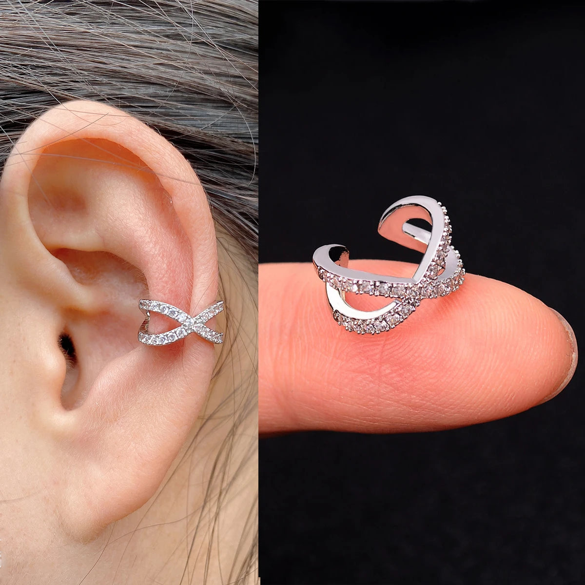 1Piece Helix Cartilage Conch Fake Without Hole Piercing Ear Cuffs Earcuff Wrap Rock Earring Non Piercing Women Clip Adjustable
