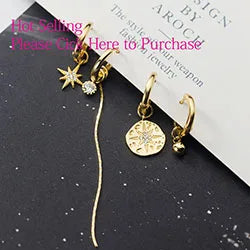 VENTFILLE 925 Sterling Silver Star & Moon Hoop Earrings for Women
