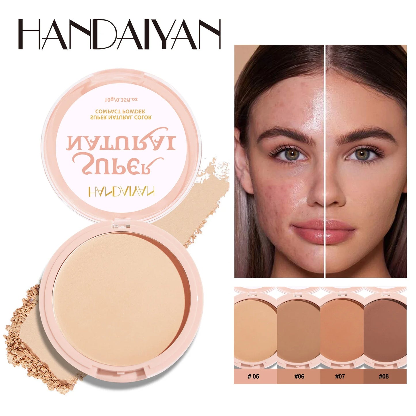8-Color Matte Pressed Powder – Full Coverage, Oil Control & Waterproof