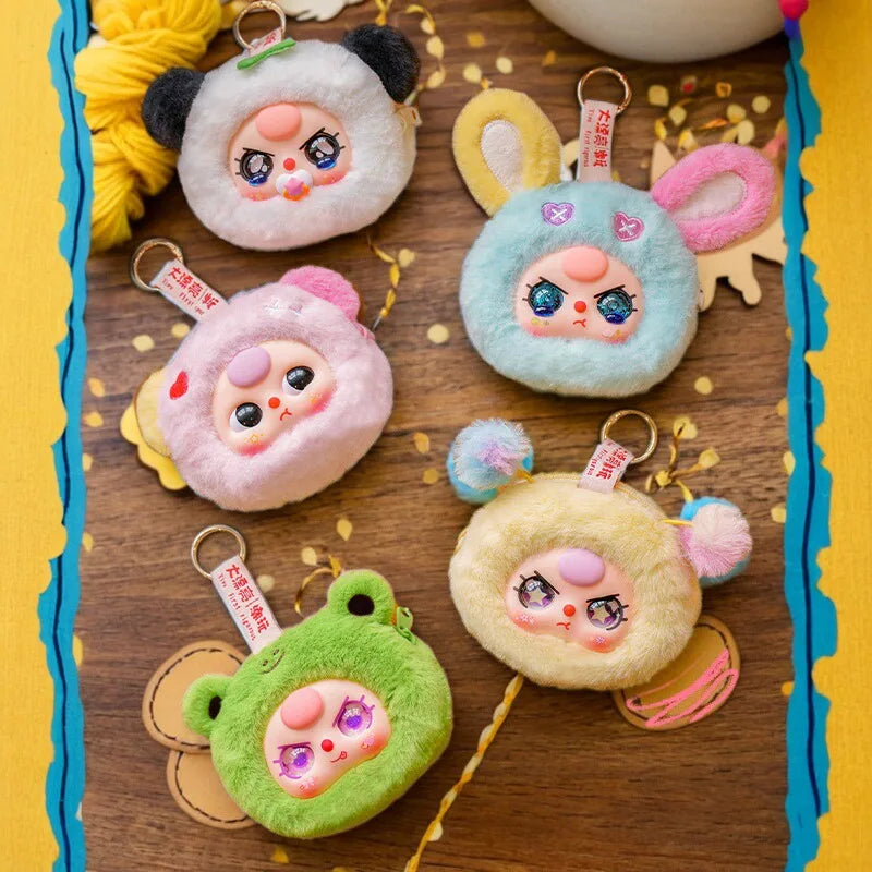 Baby Three Storage Pouches Vinyl Plush Blind Box Trendy Toy Cute Bag Charm Decorative Accessories Keychain Girl Surprise Gift