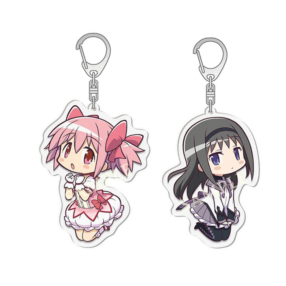 Anime Puella Magi Madoka Magica Keychain Kaname Akemi Homura Miki Sayaka Tomoe Mami Kyoko Key Chain Ring For Fans Gifts Jewelry