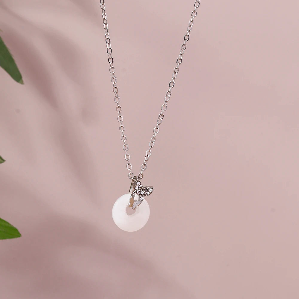 Y2K Crystal Butterfly Heart Necklace Fashion Kpop Shiny Clavicle Chain Necklaces for Women Girls New Trend Party Gifts Jewelry