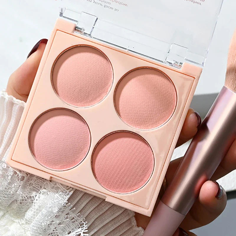 Matte 4-color Blush Palette Pink Purple Waterproof Natural Nude Makeup Cheek Outline Contour Carmine Purple Series Blusher