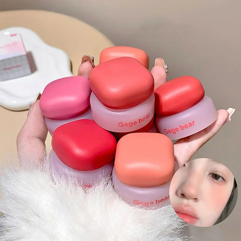 Matte Velvet Mist Cheek Lip Mud Natural Nude Multi-purpose Blush Orange Brown Solid Lip Gloss Tint Lasting Shading Korean Makeup