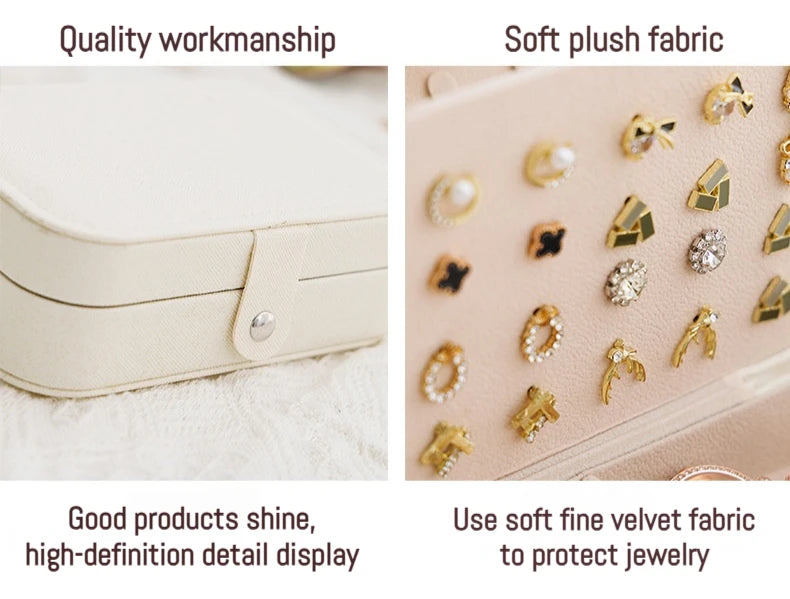 Portable Storage Jewellery Box Simple Design Travel Display Jewellery Bracelet Jewellery Earring Leather Button Jewellery Box