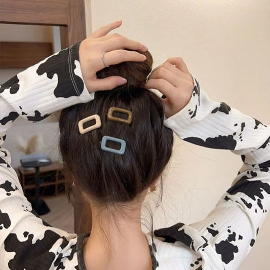 1Pair Korean Style Hair Clips Simple All Match Light Weight Hairgrips Morandi Color Square Hair Barrettes Hair Accessories