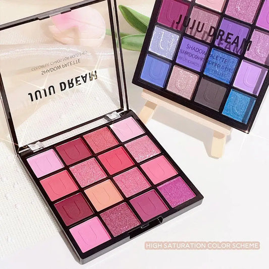 16 Color Rose Palette With Makeup Mirror Pearlescent Matte Glitter Shimmer Pigment Nude Longlasting Eye Shadow