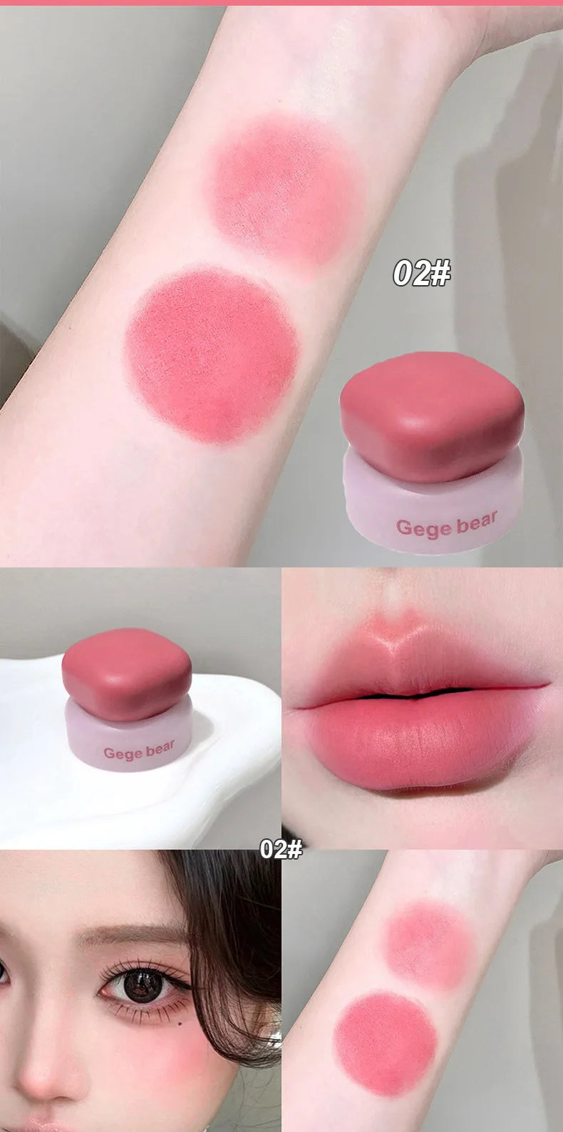 Matte Velvet Mist Cheek Lip Mud Natural Nude Multi-purpose Blush Orange Brown Solid Lip Gloss Tint Lasting Shading Korean Makeup