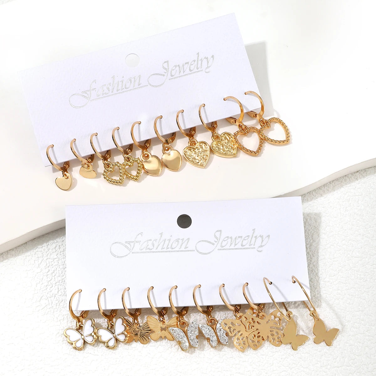 Korean Acrylic Butterfly Pendant Earring Set Fashion Oil Dripping Heart-shaped Hoop Earrings For Women's Charm Party Jewelry
