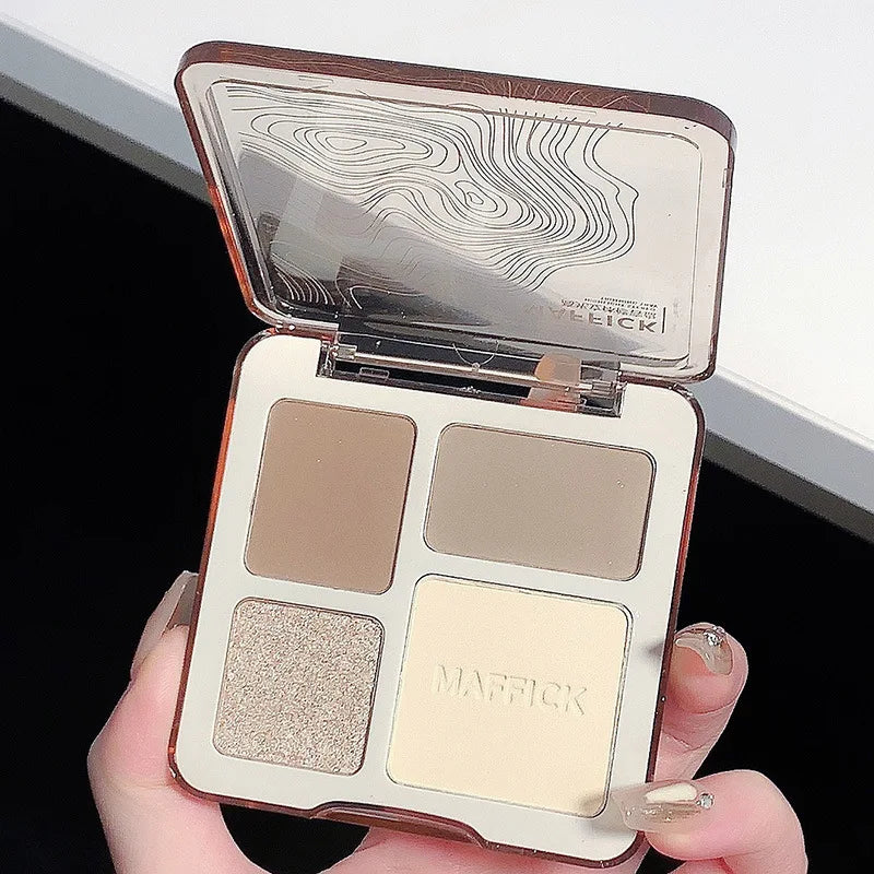 4-color Matte Highlighter Contour Palette Long Lasting 3D Sculpting Brightening Face Makeup Kit Portable Eyeshadow