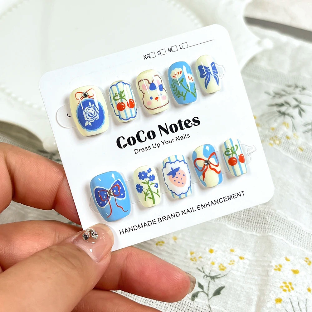 Handmade Press On Nails Reusable Decoration Fake Nail Full Cover Artificial Manicuree Wearable Nails CN003