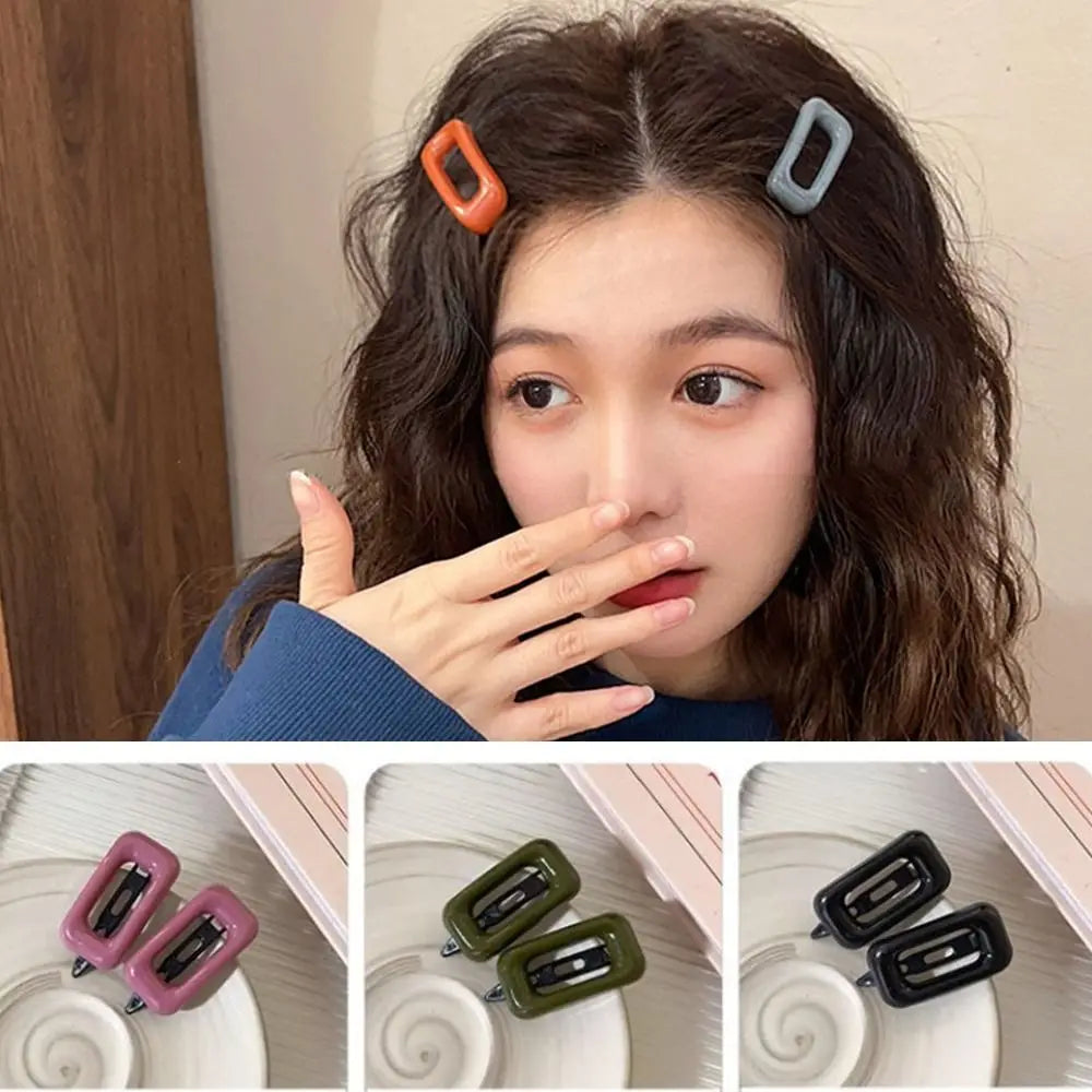 1Pair Korean Style Hair Clips Simple All Match Light Weight Hairgrips Morandi Color Square Hair Barrettes Hair Accessories