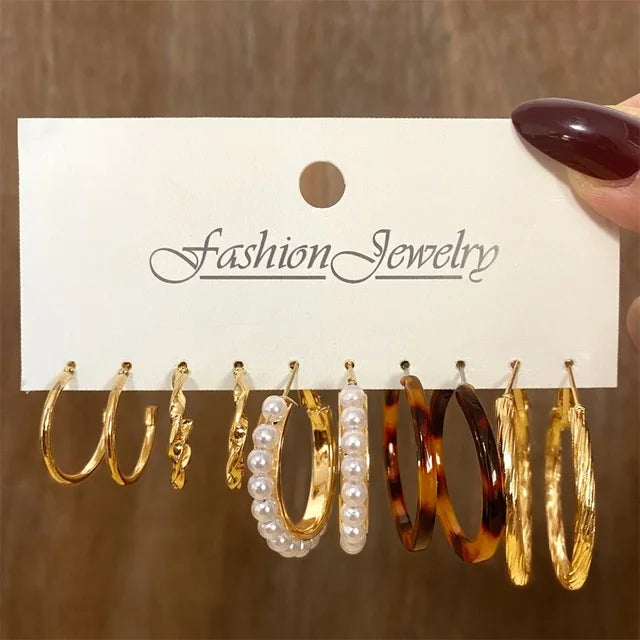 Fashion Gold Color Earrings Set Geometry Butterfly Pearl Earrings For Women Ear of wheat Simple Metal Round Party Jewelry 2022