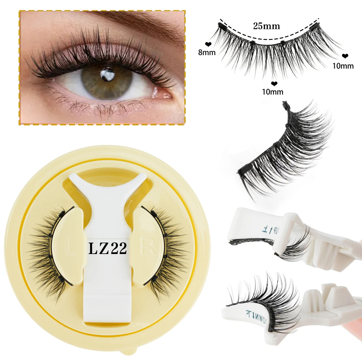 Magnetic Eyelashes 1/2 Pairs Handmade 3D Mink Lashes Reusable False Eyelashes Set Natural Long Fake Eyelash Makeup Tweezers Tool