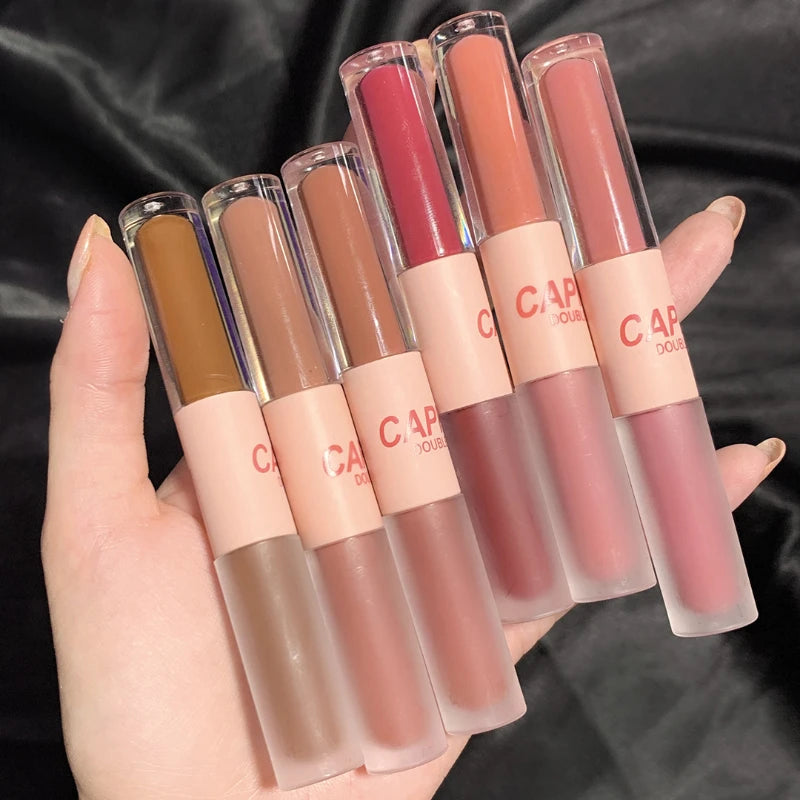 2-in-1 Matte Lipstick – Double Headed Lip Glaze, Moisturizing & Sweatproof