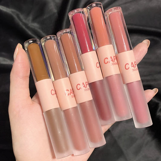2-in-1 Matte Lipstick – Double Headed Lip Glaze, Moisturizing & Sweatproof