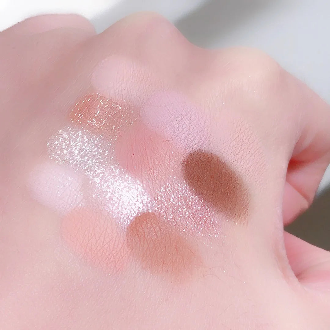 Gliter Love Heart Pink Eyeshadow Palette Natural Cool Tone Low Saturation Eye Shadow Pallet Brown Korean Makeup Cosmetic