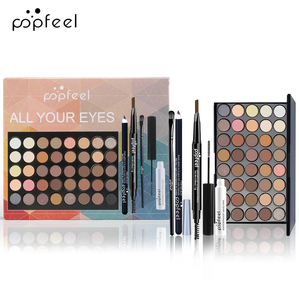 POPFEEL Eye Makeup Set – Eyeshadow, Eyeliner, Mascara & Eyebrow Pencil