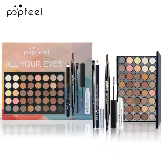 POPFEEL Eye Makeup Set – Eyeshadow, Eyeliner, Mascara & Eyebrow Pencil