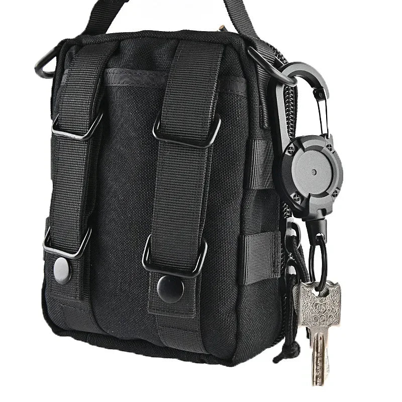 Retractable Heavy Duty Pull Reel Carabiner Key Chains Strong Steel Wire Rope Buckle Spring Key Ring Outdoor Sporty Keychain Tool