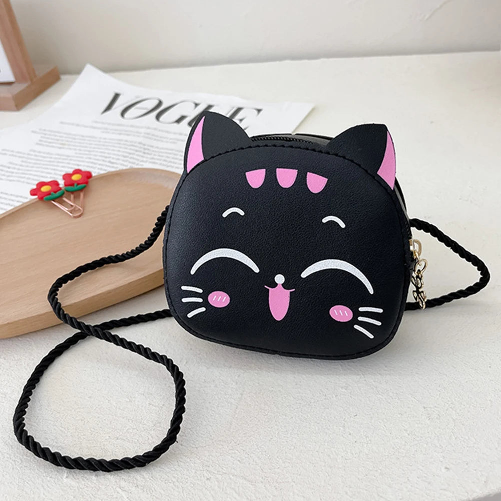 Girls Kawaii Satchel Bag Cartoon Cat Mini Shoulder Bag Casual Small Pouch Compact Kids Daily Bags