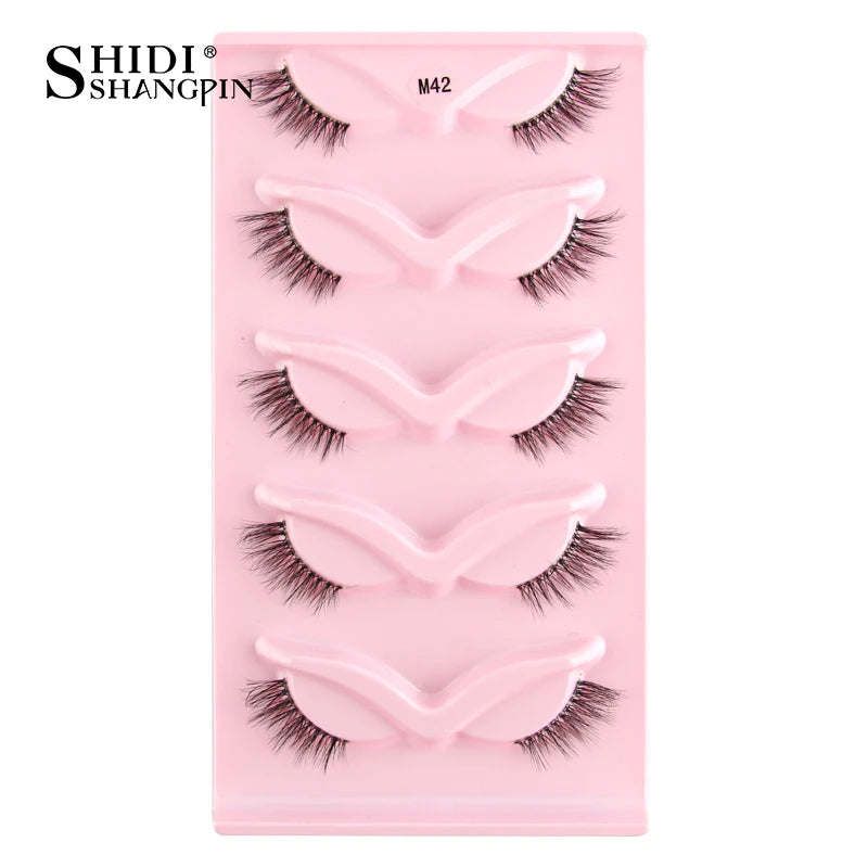 3/5 Pairs Cat Eye False Lashes Natural Short Fluffy Eyelashes Wispy Half False Eyelashes Eye End Extension Faux Mink Makeup