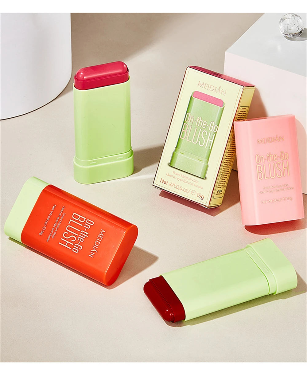 1pc Face Blush Cream Stick Korean Makeup Cosmetic Waterproof Long Lasting Lipstick Red Matte Blush Stick  Makeup Cream Blush