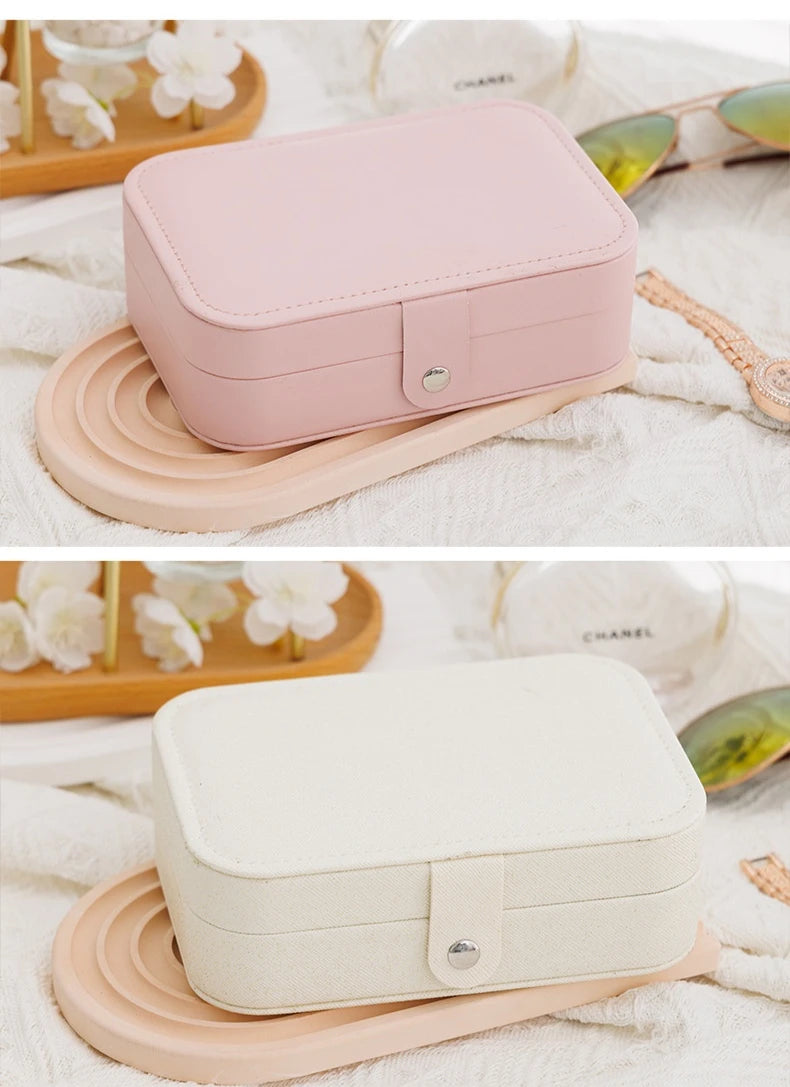 Portable Storage Jewellery Box Simple Design Travel Display Jewellery Bracelet Jewellery Earring Leather Button Jewellery Box