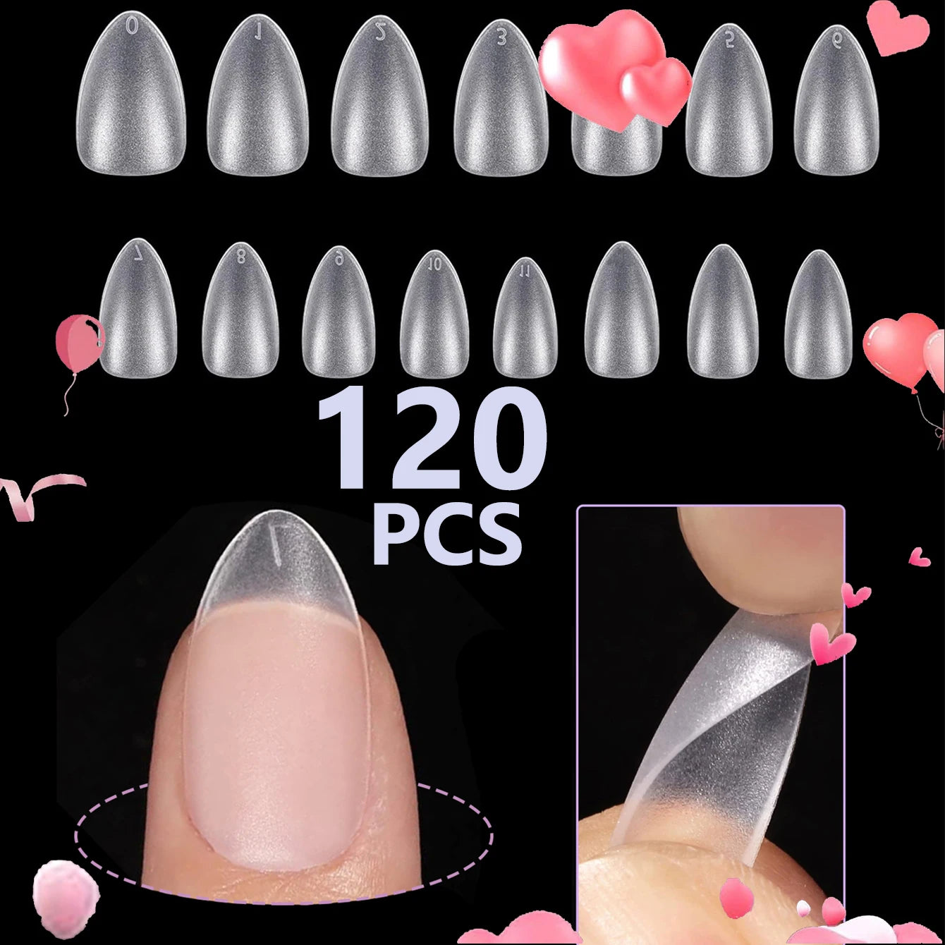 120PCS-Short almond semi-frosted fake nails - perfect for nail design and salon extensions  perfect for dating and everyday wear