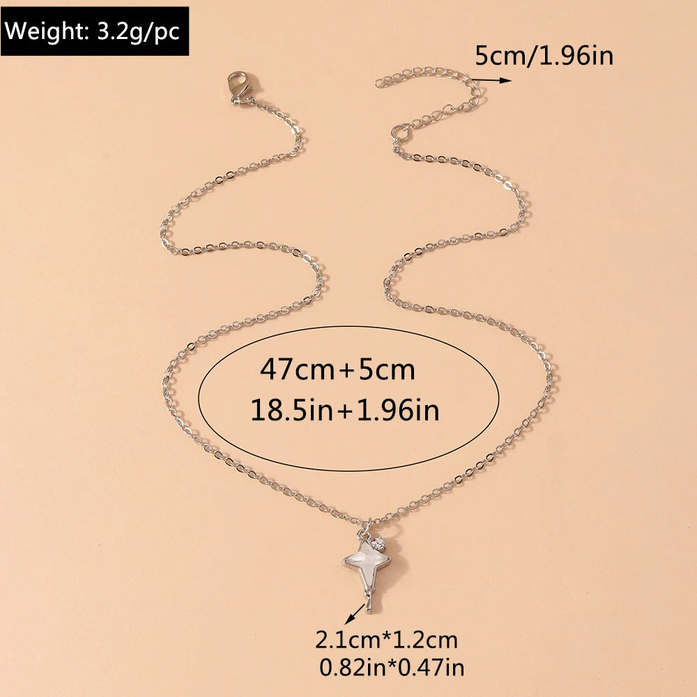Aihua Exquisite Y2K Silver Color Crystal Sun Moon Star Necklaces for Women Korean Temperament Clavicle Chain Jewelry Gifts
